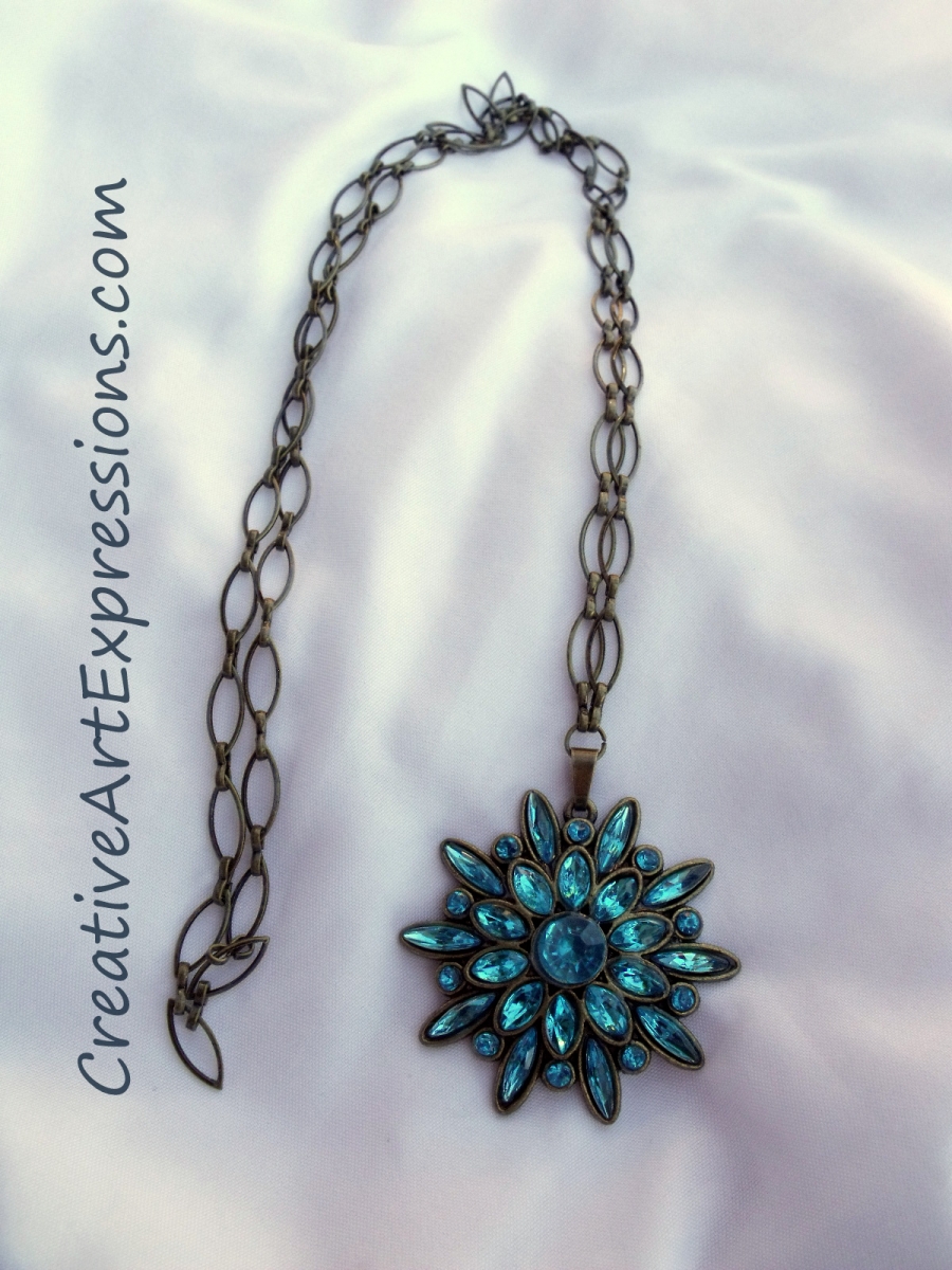 Creative Art Expressions Handmade Teal Starburst Necklace Jewelry Design